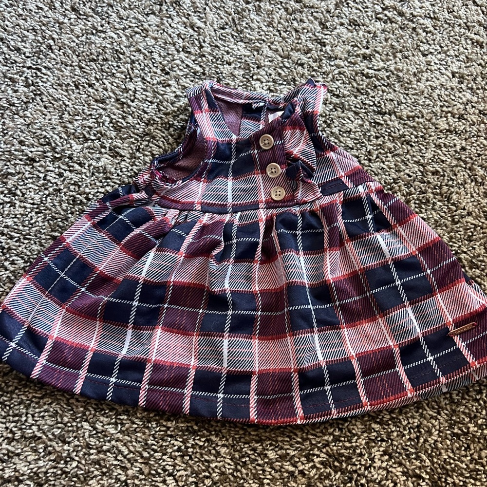 Stylish Plaid Kids Dress - Navy and Red